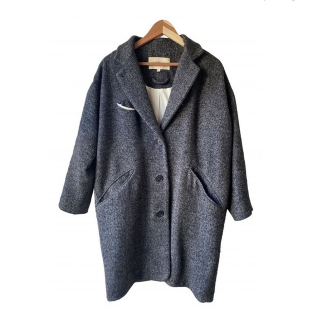 Isabel Marant Etoile Coat Womens 0 Grey Excellent Tweed Wool Blend Oversized